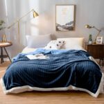 4-SOGA 2X Throw Blanket Warm Cozy Double Sided Thick Flannel Coverlet Fleece Bed Sofa Comforter Dark Blue