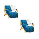 1-SOGA 2X Blue Diamond Pattern Knitted Throw Blanket Warm Cozy Woven Cover Couch Bed Sofa Home Decor with Tassels