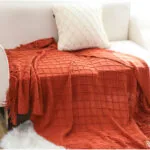 3-SOGA Red Diamond Pattern Knitted Throw Blanket Warm Cozy Woven Cover Couch Bed Sofa Home Decor with Tassels
