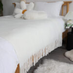3-SOGA White Acrylic Knitted Throw Blanket Solid Fringed Warm Cozy Woven Cover Couch Bed Sofa Home Decor