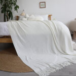 4-SOGA White Acrylic Knitted Throw Blanket Solid Fringed Warm Cozy Woven Cover Couch Bed Sofa Home Decor
