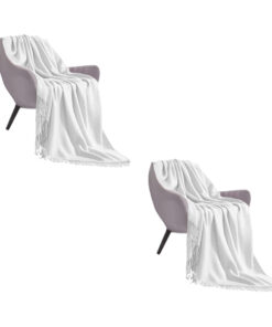 1-SOGA 2X White Acrylic Knitted Throw Blanket Solid Fringed Warm Cozy Woven Cover Couch Bed Sofa Home Decor