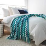 2-SOGA 2X 170cm Blue Zigzag Striped Throw Blanket Acrylic Wave Knitted Fringed Woven Cover Couch Bed Sofa Home Decor