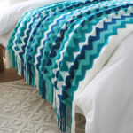 4-SOGA 2X 170cm Blue Zigzag Striped Throw Blanket Acrylic Wave Knitted Fringed Woven Cover Couch Bed Sofa Home Decor