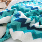 7-SOGA 2X 170cm Blue Zigzag Striped Throw Blanket Acrylic Wave Knitted Fringed Woven Cover Couch Bed Sofa Home Decor