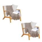 1-SOGA 2X Coffee Diamond Pattern Knitted Throw Blanket Warm Cozy Woven Cover Couch Bed Sofa Home Decor with Tassels