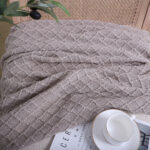 6-SOGA 2X Coffee Diamond Pattern Knitted Throw Blanket Warm Cozy Woven Cover Couch Bed Sofa Home Decor with Tassels