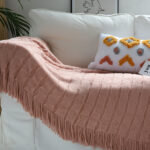 8-SOGA 2X Pink Textured Knitted Throw Blanket Warm Cozy Woven Cover Couch Bed Sofa Home Decor with Tassels