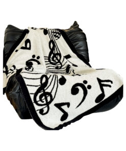 1-SOGA 130x160cm Throw Blanket Black and White Musical Note Half Fleece Soft Cozy for Music Lovers Stylish