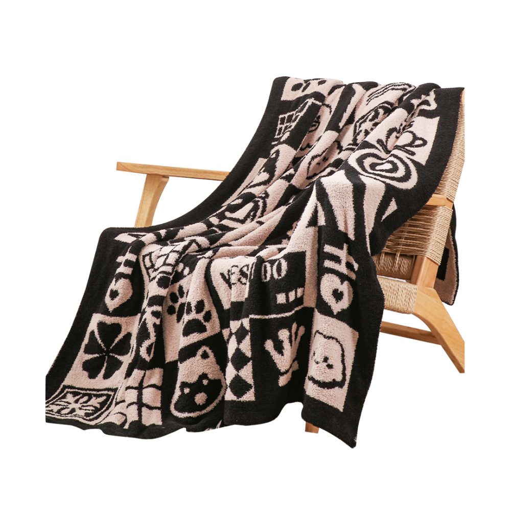 1-SOGA 130x160cm Throw Blanket  Black and White New Year Limited Edition Peace and Joy Plush Cozy