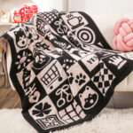 2-SOGA 2X 130x160cm Throw Blanket  Black and White New Year Limited Edition Peace and Joy Plush Cozy