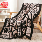 3-SOGA 2X 130x160cm Throw Blanket  Black and White New Year Limited Edition Peace and Joy Plush Cozy