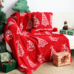 2-SOGA 130x180cm Throw Blanket Red Christmas Tree Half Fleece for Holiday Season Cozy