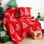 2-SOGA 2X 130x180cm Throw Blanket Red Christmas Tree Half Fleece for Holiday Season Cozy