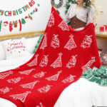 3-SOGA 2X 130x180cm Throw Blanket Red Christmas Tree Half Fleece for Holiday Season Cozy