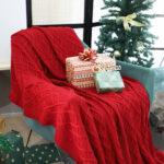 3-SOGA 2X 130x180cm Throw Blanket Red Christmas Chunky Yarn Woven Decorative Cozy Knit for Holiday Home Decor