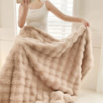 3-SOGA 200cm Light Camel Fur Fuzzy Super Soft and Cozy Fluffy Throw Blanket