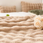 4-SOGA 200cm Light Camel Fur Fuzzy Super Soft and Cozy Fluffy Throw Blanket