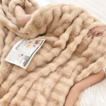 7-SOGA 200cm Light Camel Fur Fuzzy Super Soft and Cozy Fluffy Throw Blanket