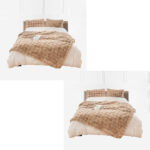 1-SOGA 2X 200cm Light Camel Fur Fuzzy Super Soft and Cozy Fluffy Throw Blanket