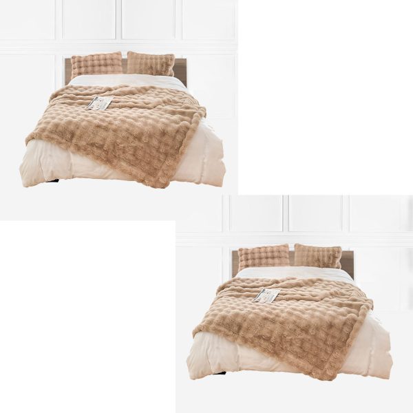 1-SOGA 2X 200cm Light Camel Fur Fuzzy Super Soft and Cozy Fluffy Throw Blanket
