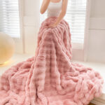 4-SOGA 200cm Pink Fur Fuzzy Super Soft and Cozy Fluffy Throw Blanket