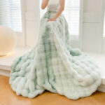 4-SOGA 2X 200cm Light Green Fuzzy Super Soft and Cozy Fluffy Throw Blanket