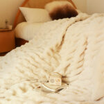2-SOGA 150x200cm Throw Blanket White Double Layer Rabbit Fur Cozy Comfort with Stylish Decor