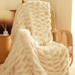 6-SOGA 150x200cm Throw Blanket White Double Layer Rabbit Fur Cozy Comfort with Stylish Decor