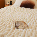 7-SOGA 150x200cm Throw Blanket White Double Layer Rabbit Fur Cozy Comfort with Stylish Decor