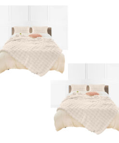 1-SOGA 2X 150x200cm Throw Blanket White Double Layer Rabbit Fur Cozy Comfort with Stylish Decor