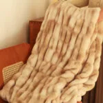 2-SOGA 150x200cm Throw Blanket Camel Brown Double Layer Rabbit Fur Cozy Comfort with Stylish Decor