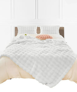 1-SOGA 160X200cm Throw Blanket  White Double Layer Rabbit Fur Cozy Comfort with Stylish Decor