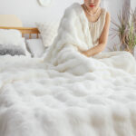 2-SOGA 2X 160X200cm Throw Blanket  White Double Layer Rabbit Fur Cozy Comfort with Stylish Decor