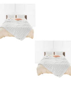 1-SOGA 2X 160X200cm Throw Blanket  White Double Layer Rabbit Fur Cozy Comfort with Stylish Decor