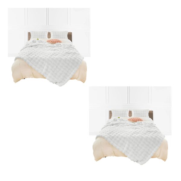 1-SOGA 2X 160X200cm Throw Blanket  White Double Layer Rabbit Fur Cozy Comfort with Stylish Decor
