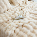 8-SOGA 160X200cm Throw Blanket  Light Camel Color Double Layer Rabbit Fur Cozy Comfort with Stylish Decor