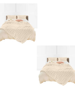 1-SOGA 2X 160X200cm Throw Blanket  Light Camel Color Double Layer Rabbit Fur Cozy Comfort with Stylish Decor