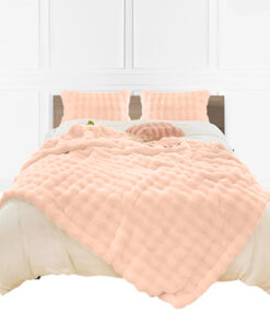 1-SOGA 160X200cm Throw Blanket Pink Double Layer Rabbit Fur Cozy Comfort with Stylish Decor