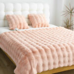 4-SOGA 160X200cm Throw Blanket Pink Double Layer Rabbit Fur Cozy Comfort with Stylish Decor