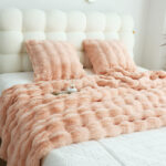 6-SOGA 2X 60X200cm Throw Blanket Pink Double Layer Rabbit Fur Cozy Comfort with Stylish Decor