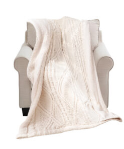 1-SOGA 200X230cm Throw Blanket White Chenille Fleece Knitted Fabric on One Side Soft Suede