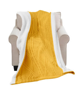 1-SOGA 200X230cm Throw Blanket Yellow and White Chenille Fleece Knitted Fabric on One Side Soft Suede