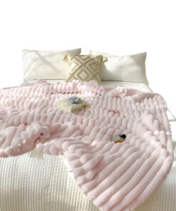 1-SOGA 150x200cm Throw Blanket Bean Paste Pink Premium Milk Velvet Luxuriously Soft Cozy Bedding