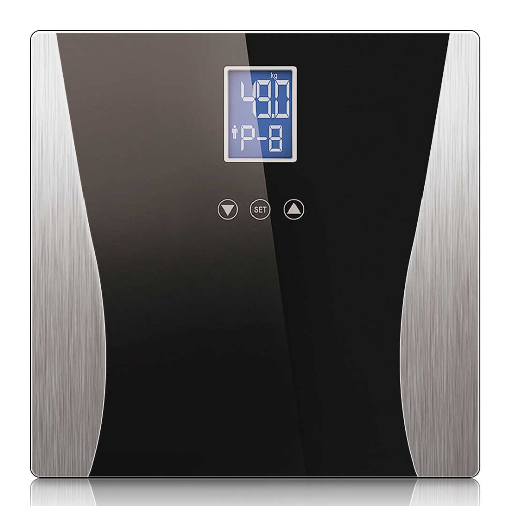1-SOGA Wireless Digital Body Fat LCD Bathroom Weighing Scale Electronic Weight Tracker Black