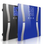1-SOGA 2X Glass LCD Digital Body Fat Scale Bathroom Electronic Gym Water Weighing Scales Black/Blue