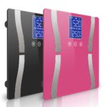 1-SOGA 2X Glass LCD Digital Body Fat Scale Bathroom Electronic Gym Water Weighing Scales Black/Pink