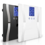 1-SOGA 2X Glass LCD Digital Body Fat Scale Bathroom Electronic Gym Water Weighing Scales Black/White
