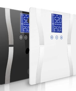 1-SOGA 2X Glass LCD Digital Body Fat Scale Bathroom Electronic Gym Water Weighing Scales Black/White
