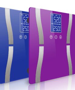 1-SOGA 2X Glass LCD Digital Body Fat Scale Bathroom Electronic Gym Water Weighing Scales Blue/Purple